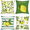 Bonhause 4 Pack Federa per Cuscini Limone 45 x 45 cm Limoni Giallo e Foglie Verdi Poliestere Biancheria Copricuscini Decorativi per Divano Letto Auto