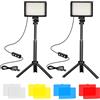 Ci-Fotto LED Luce Video 2-Pack, Luci Fotografiche USB 5600K Dimmerabile con Mini Treppiede e Filtri Colorati per Studi Fotografici, Riprese da Piccoli Angoli, Registrazione Video, Streaming di Giochi