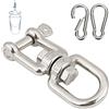WZYTEU 304 Stainless Gancio Girevole, Ganci Girevoli Doppia estremità per Sedie Sospese, Sacchi da Boxe, Altalena sospesa, Industria, Viaggi, con 2 Fibbie da Trekking M8