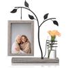 Afuly Cornice Foto Legno 10x15 cm Rustico Bifacciale con Vaso e Albero Metallo Marrone regalo di Famiglia per 2 Foto