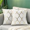 Hanrunsi Federa per Cuscino Bianco E Oro 40x40 Federe In Velluto Cuscini Decorativi per divano Bianchi Set di 2 Federe Decorative Morbide Dorate per Soggiorno divano Letto Bianco