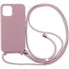 wentdzSW Cover Compatible con iPhone 13 Pro (6.1) - Cordino per Custodia con Collana Case Opaca Antiurto con Laccio/con Cordino TPU Corda Silicone Case -Rosa Oro