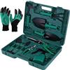 eROOSY 11PCS Kit di Attrezzi da Giardinaggio con i Guanti da Giardinaggio, Set di Attrezzi da Giardino con Custodia per Il Trasporto, Regalo da Giardino per Donna, Genitori, Giardinier