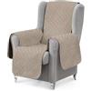 textil-home Copripoltrona 1 Posto con Braccioli LUKA, Poltrona Relax Reclinabile e Orecchie Imbottito - Misura 55 cm. SalvaDivano Reversibile. Beige