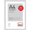 DEHA Design cornice per foto, 21 x 29,7 cm (A4), alluminio, Argento lucido, cornice per documentiper appenderein formato verticale e orizzontale, vetro sintetico, Boston
