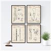 Nacnic set 4 stampe artistiche vintage con rappresentazione progetto di attrezzature mediche. Rappresentazione di brevetti d'epoca.Ufficio