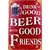 Stilingo Targa Vintage Metallo - Drink Good Beer with Good Friends - 20x30cm - Idea Regalo Originale o Come Accessorio da Bar, Poster Metallo Vintage per la Decorazione, Insegna Birra