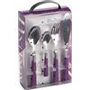 Pintinox Set Posate 24 Pz Velvet Viola, in acciaio inox nichel free con manico in ABS soft touch