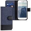 kwmobile Custodia Compatibile con Samsung Galaxy S4 Mini Cover Portafoglio - Case Chiusura Magnetica Portacarte Tessuto Similpelle blu scuro/nero