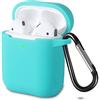 KOKOKA Custodia in Silicone da Appendere Compatiblile con AirPods 2 & 1, Custodia Protettiva per AirPods, Airpods Case Cover LED Anteriore Visibile Moschettone Portachiavi, Lake Green