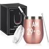 Livole Tazza Termica1992 30 anni di compleanno donna, 29 Plus a Middle Finger, Double Insulated Tazze in Acciaio Inox, Idea regalo 30th Birthday Gifts, 340ml, Oro rosa