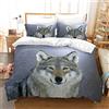 Hoimlm Wolf - Set di biancheria da letto, 220 x 240 cm, in microfibra, con copripiumino e federa, per ragazzi e ragazzi, morbido e resistente, traspirante (Lupo Di Neve., 200 x 200 cm)