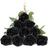 DuHouse 10 rose finte fiori di seta artificiali fiori di rosa finto fiore lunghi steli bouquet per organizzare matrimoni centrotavola festa casa decorazione cucina (Nero)