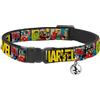 Buckle-Down Breakaway Collare per gatti, motivo fumetto Marvel, retrò, nero e giallo, da 20 a 30,5 cm, largo 1,2 cm