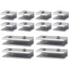 Srup 12 Pezzi Quadrata Forma Supporto Vetro Regolabile, Staffa Reggimensola in Vetro Regolabile, Mensole in Vetro Di Alluminio Clip di Vetro, per Vetro Spesso 6-8 Mm, per Mensola da Bagno(Con Viti)