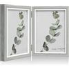Afuly 13x18 Cornice Foto Grigio Bianco Doppio Legno per 2 Foto Collage Decorazione Shabby Moderna Regalo per Animali Domestici di Famiglia