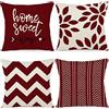 ZWJD Federe Confezione da 4 Decorativi Copricuscini Fodere Cotone Biancheria 50x50cm Quadrate per Cuscino per Divano Sedia Cuscini Camera da Letto Cuscini Arredo (50x50cm, Vino rosso)