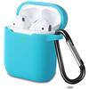 KOKOKA Custodia in Silicone da Appendere Compatiblile con AirPods 2 & 1, Custodia Protettiva per AirPods, Airpods Case Cover LED Anteriore Visibile Moschettone Portachiavi, Emerald