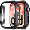 Diruite 2 Pezzi Cover per Apple Watch SE 3/2/1 /Series 6 5 4 44mm Vetro Temperato Pellicola Protettiva,PC Rigido Case Protettiva Ultrasottil Custodia,Nero,44mm