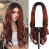 Esmee Parrucca Sintetica Lunga Ondulato Ombre Rosso Bruno per Donna- 24IN