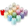 New brothread 16 Colori Pastello Multiuso Filo di cotone mercerizzato al 100% 30WT (50S/3) 600M per quilting, cucito e ricamo