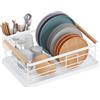 BRIAN & DANY Scolapiatti da Appoggio con Manico in Legno, Bianca, 42 × 30 × 15 cm