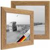 Photolini Set di 2 cornici per Foto 15x15 cm Sabbia Rustica Rovere Naturale in Legno Massiccio con lastra in Vetro e Accessori Inclusi/portafoto