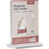 EUROPEL Supporto magnetico Luxe, standard T, formato A6, verticale, acrilico trasparente come vetro, espositore per menu e volantini per ristoranti, hotel, conferenze e ricevimenti, autoportante e su