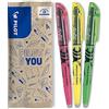 PILOT - Set di 3 FriXion Light - Evidenziatori Cancellabili in Colori fluorescenti - 1 giallo, 1 Verde, 1 Rosa - Punta a scalpello per tratti fini o larghi.