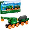 BRIO World - Autocarro con gru verde con rimorchio e carico
