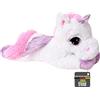 TE-Trend Peluche Cavallo Cavallo Unicorno Pupazzo sdraiato 45cm Lilla glitzerhorn Occhi Grandi Bianco