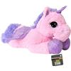 TE-Trend Peluche Cavallo Cavallo Unicorno Pupazzo sdraiato 45cm Lilla glitzerhorn Occhi Grandi Fucsia