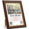 3-B BARI RUSTICO Cornice per foto - marrone scuro/oro - 13x18 cm cornice in legno esotico con vetro acrilico