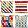 ZHAOMIMI Set di 4 Cuscini Divano colorato Geometrico Cotone Biancheria Decorativo Copricuscini Divano 45x45cm (giallo)