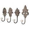 levandeo Set da 4 Ganci da Parete, Colore Marrone Anticato Grigio, Ganci Appendiabiti in Ferro, Stile Shabby Chic