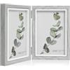 Afuly 10x15 Cornice Foto Grigio Bianco Doppio Legno per 2 Foto Collage Decorazione Shabby Moderna Regalo per Animali Domestici di Famiglia