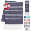 LeStoff Telo hammam, Telo sauna, 100% cotone bio, 95x180 cm, Blu scuro | Telo bagno, telo mare e asciugamano turco per spa e benessere - prelavato, leggero, assorbente e ad asciugatura rapida