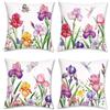 Bonhause 4 Pack Federa per Cuscini Fiori di Iris 45 x 45 cm Primavera Narciso Floreale Velluto Morbido Copricuscini Decorativi per Divano Letto Auto Decorazione Primaverile