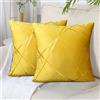 DecorMommt Federe Cuscini Velluto 40x40Cm Giallo Geometrica Copricuscini Decorativi Quadrati Federa Cuscino Divano Federe per Soggiorno Camera Letto Auto Decorazione Set di 2