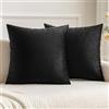MIULEE Federe Cuscini Arredo Divano Copricuscini Soggiorno Federe Arredamento Casa Moderni Elegante Morbido Resistente in Velluto con la Cerniera Invisibile 2 Pezzi 55X55 CM Nero