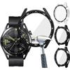 Acadeny Custodia [3pezzi] con pellicola protettiva in vetro temperato, compatibile con Huawei Watch GT3 46 mm,durezza 9H a 360°, custodia protettiva ultra sottile,con scala, 2nero+1Transparent