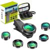 Apexel - Kit di obiettivi 6 in 1 per fotocamera del telefono, obiettivo grandangolare + obiettivo macro + obiettivo fisheye + filtro ND + filtro CPL/stella clip per smartphone iPhone 8/X 7/Plus