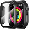 seacosmo [ 2 Pezzi Cover per Apple Watch SE 40MM / Serie 6/5/Serie4 40MM, Rigida+HD+Bubble-Free TPU Pellicola Protettiva, Copertura Completa Schermo Protezione - Nero