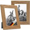 PHOTOLINI Set di 2 cornici portafoto, stile rustico, bianco, in legno massiccio con lastra in vetro e accessori, rovere, Set da 2, 13 x 18 cm