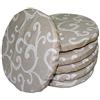 Russo Tessuti 6 Cuscini Sedie Cucina Coprisedia Imbottiti Rotondi Ghirigori Elastico-Beige