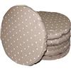 Russo Tessuti Set 6 Cuscini Sedie Cucina Coprisedia Imbottiti Rotondi Lucy Cuoricini Elastico -Beige
