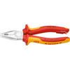 KNIPEX - Pinza universale, esecuzione cromata isolata secondo VDE, con occhiello di sicurezza, Lunghezza complessiva: 180 mm, 180