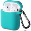 KOKOKA Custodia in Silicone da Appendere Compatiblile con AirPods 2 & 1, Custodia Protettiva per AirPods, Airpods Case Cover LED Anteriore Visibile Moschettone Portachiavi, Sea Green
