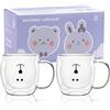 SHENDONG Set di tazze con orsetto carino da 2 Simpatico orsetto con tazze Tazza da caffè con manico e da Latte 250ml Tazzine da caffè in vetro isolante a doppia parete regalo per di una ragazza San Valentino