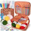 Coopay Kit di Uncinetto per Adulti e Principianti, include Ganci Ergonomici in Metallo da 0,6 mm a 6 mm, Accessori e una Custodia per Cactus, Set di Ferri da Maglia con Lana e Aghi (arancia)